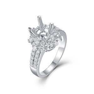 สีขาวทองคำขาว18K ประดับเพชรสีขาวดีไซน์เรียบง่ายงานดีไซน์กึ่งประณีตสำหรับผู้หญิง - Product Image 1