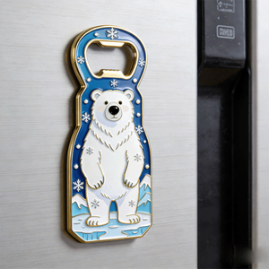 Abridor de Botellas de Cerveza de Esmalte Suave con Diseño de Oso Polar y Copo de Nieve, de Aleación de Zinc, Imán para Refrigerador, para Bar y Cocina - Product Image 5