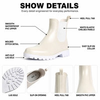 Bottes de pluie Chelsea pour femmes, en PVC imperméable, avec doublure tricotée, bottines Wellington antidérapantes, vente en gros OEM pour les détaillants