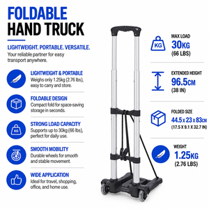 Chariot de courses pliable portable en aluminium avec plateforme et 2 roues, idéal pour supermarché, centre commercial et usage domestique (OEM) - Product Image 1