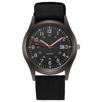 Promo Terbatas Jam Tangan Sport Pria Kanvas Baru dengan Tali Kain dan Casing Logam, Kalender, Quartz
