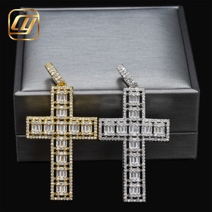 จี้เพชรแล็บเงินแท้ 925 ประดับเพชรแบบ Iced Out ยี่ห้อ CHOYUE เครื่องประดับฮิปฮอป จี้รูปกางเขนฮิปฮอปเพชรแล็บ - Product Image 5