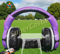 Nouvelle conception de tente gonflable en forme de DJ, thème plage, modèle casque et écouteurs, arche décorative pour scène