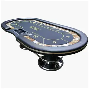 Meja Poker 96 Inci Pola Marmer Oval Profesional Casino Meja Poker dengan Kaki Krom Mewah