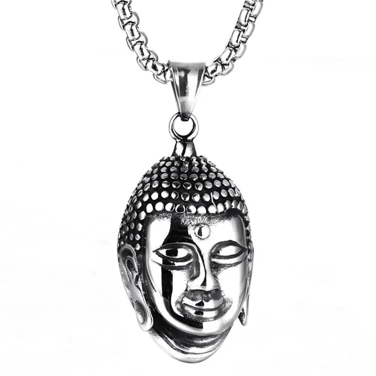 Neuheiten Luxus Mode Vintage Buddha Anhänger Edelstahl Kette Halskette Schmuck Männer Männliche Halsketten Schmuck