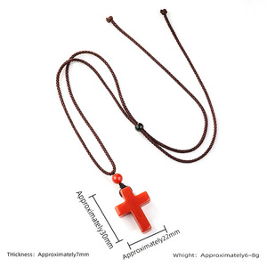 Collane Regolabili <span class=keywords><strong>con</strong></span> Ciondolo a Croce in Pietra Preziosa Cristiana, Collane <span class=keywords><strong>con</strong></span> Ciondolo a Croce in Diaspro Rosso, Quarzo Rosa e Ametista - Product Image 2