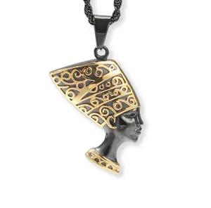Hiphop ancient egypt jewelry stainless steel cleopatra pendant necklace