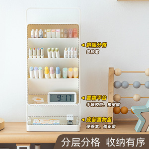 Portable Plastic Pen Holder Multi Functional Slanted <b>Desk</b> Organizer For Student Office Use Square Shape <b>Large</b> Capacity Storage - Product Image 3