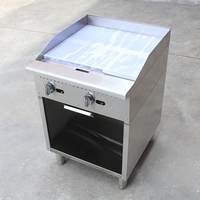Plancha de Gas de Acero Inoxidable de 2 Quemadores para Hostelería, con Doble Combustible (GLP y Gas Natural) y Gabinete de Almacenamiento, para Cocinar Filetes y Panqueques