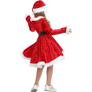 Baige vendita calda Set di abiti natalizi <span class=keywords><strong>da</strong></span> <span class=keywords><strong>donna</strong></span> in velluto per adulti abbigliamento per ragazze Costume <span class=keywords><strong>da</strong></span> Babbo <span class=keywords><strong>Natale</strong></span> - Product Image 2