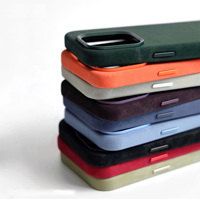 Étui de téléphone magnétique antichoc en cuir et flanelle de luxe pour recharge sans fil, coque arrière avec cadre de caméra en métal coloré