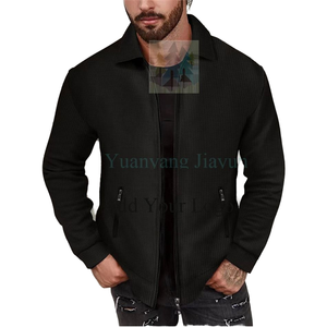 Veste de sport vintage à col waffle à manches longues pour homme, coupe-vent, manteau d'automne en polyester/coton - Product Image 1