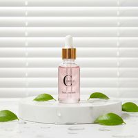 Nouvelles bouteilles vides en verre transparent rose pour huile corporelle scintillante avec pipette compte-gouttes rose or, anti-fuite, pour sérum de soin de la peau