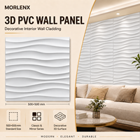Panneau mural 3D en PVC MORLENX White Wave Relief, revêtement mural moderne pour salon, réception et décoration murale de villa