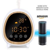 Diffuseur d'arômes intelligent Wi-Fi Tuya Smart Life à grain de bois, avec horloge de chevet et humidificateur à brume froide pour la maison et le bureau (vente en gros)