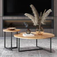 Table basse ronde en bois massif nordique avec structure en bois, facile à nettoyer, design moderne, léger et luxueux, minimaliste, meubles de salon