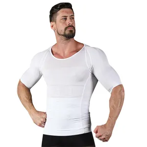 批发便宜的瘦身腹部高压缩健身房Fajas Reductora Para Hombre衬衫背心男士塑身