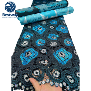 Bestway Hot Bán thêu màu hồng với sequins dây vải ren cho bữa tiệc - Product Image 6