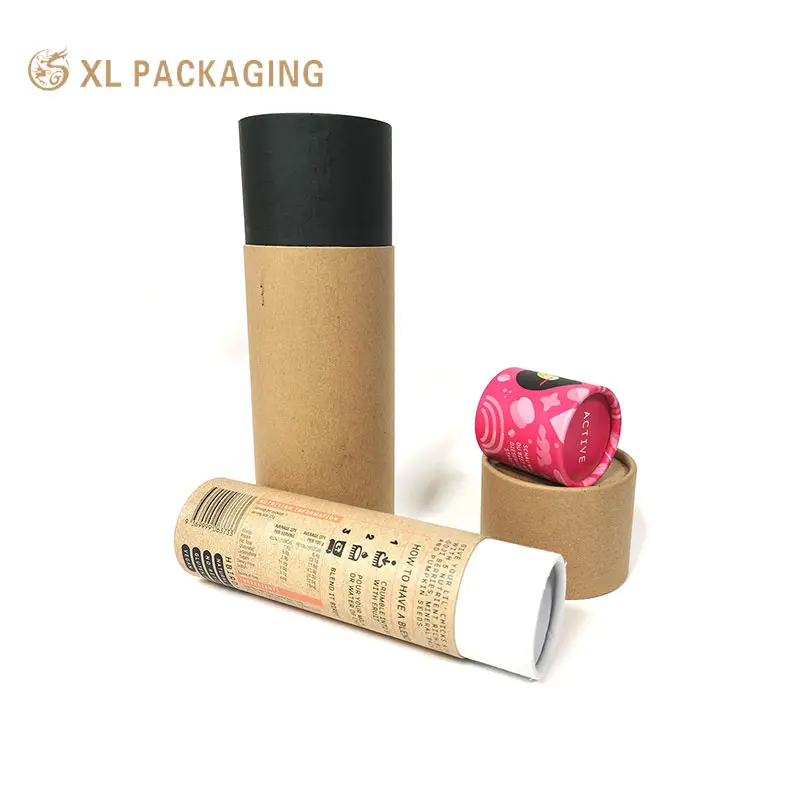 Eco materiale prodotto rotondo imballaggio contenitori cosmetici bombola scatola cibo scatole tubo di carta per tè caffè Tee vino