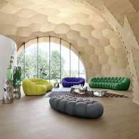 Canapé en tissu 3D à design bulle, vert citron, courbé, segmenté, style italien, forme organique, pour salon, hôtel, salle de séjour