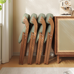 Chaise pliante en bois massif, design minimaliste rembourré, pour la maison, la salle à manger, le bureau, gain de place - Product Image 4