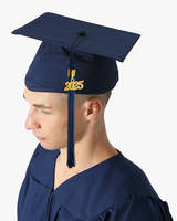 Ensemble robe et toque de graduation unisexe Mondon Matte sans pompon, bleu marine, taille unique
