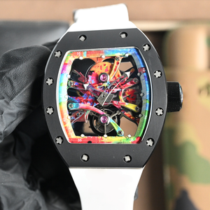 Montres de luxe pour hommes, style 68-01, <span class=keywords><strong>Cyril</strong></span> Kongo Graffiti Art, boîtier en fibre de carbone noire NTPT, montre mécanique à tourbillon, montre-bracelet - Product Image 1