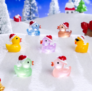 Sáng Kawaii DIY Nhựa Thủ Công Trang Trí Nội Thất Thực Tế Màu Vàng Trắng Vịt Với Giáng Sinh Hat Cổ Tích Vườn Thu Nhỏ Bức Tượng Nhỏ Kid Đồ Chơi - Product Image 2