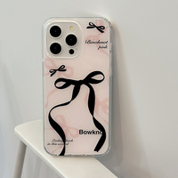 Coque souple double couche IMD avec motif anime chien chat nœud papillon, personnalisable avec logo, pour iPhone 16 Pro Max 17 15