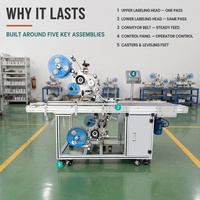 Machine d'étiquetage de précision entièrement automatique en acier inoxydable, double face (haut/bas), pour emballages de plateaux en verre, avec pompe à moteur
