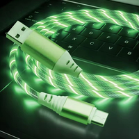 Câble de charge rapide PD 60W de haute qualité avec éclairage LED et blindage tressé, 1m/2m, USB vers Type-C, pour iPhone