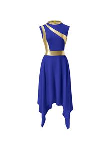 女式成人金属色连衣裙礼仪舞蹈表演服装抒情现代舞比赛班舞会合唱团 - Product Image 3