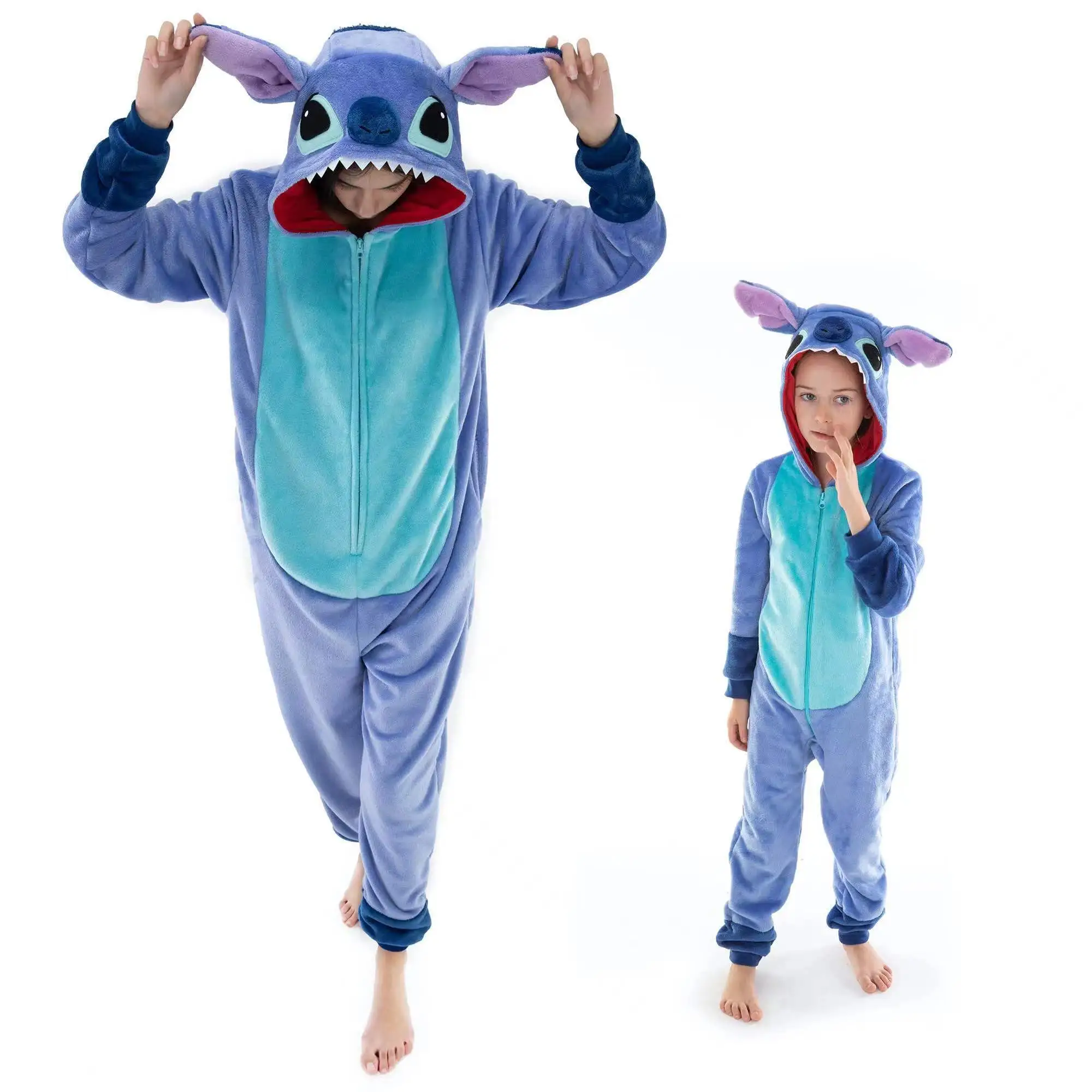 Fabricante de fábrica franela Cosplay Animal traje de una pieza ropa de dormir Homewear Snug Fit Unisex adulto Onesie Pijamas