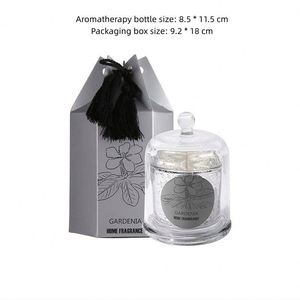 Bougie parfumée à la fleur de magnolia avec couvercle en verre, cylindre moderne, parfum d'ambiance pour la maison, aromathérapie, décoration - Product Image 3
