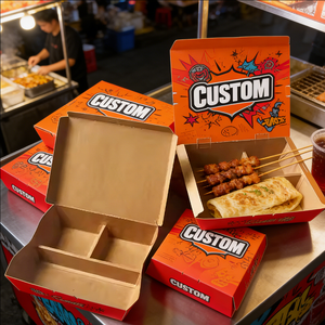 กล่องใส่อาหารแบบใช้แล้วทิ้ง 3 ช่อง แยกส่วน ดีไซน์ทันสมัย ลายดาว เป็นมิตรกับสิ่งแวดล้อม ย่อยสลายได้ ทำจากกระดาษ  รับทำโลโก้ กล่องใส่อาหารร้อนแบบนำกลับบ้าน - Product Image 4