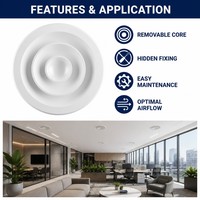 Diffuseur d'air circulaire en aluminium, grille de ventilation de plafond amovible, système de retour d'air à anneau concentrique