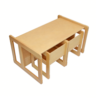 Ensemble table et chaise Montessori pour tout-petits, table et chaise cube en bois massif naturel pour garçons et filles
