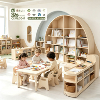 Hikeylove Ensemble table et chaises pliantes carrées en bois 4 places pour enfants, style Montessori, écologique et sécurisé pour la maternelle et la garderie