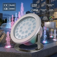 Lumière LED sous-marine à intensité variable IP68 12V, lampe submersible en acier inoxydable 304, lampe pour fontaine