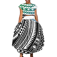 Haut et jupe Puletasi robe ensemble grande taille élégant polynésien Tribal Design Midi Tropical imprimé fleuri décontracté femmes robes