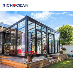 RICHOCEAN Serre de jardin d'hiver préfabriquée en aluminium à <span class=keywords><strong>toit</strong></span> <span class=keywords><strong>plat</strong></span> sur mesure, véranda à <span class=keywords><strong>double</strong></span> vitrage - Product Image 6