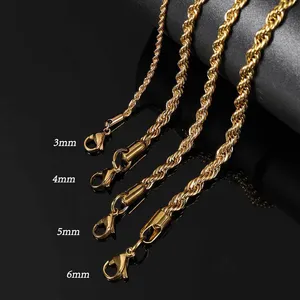 Trendy No Fade catena intrecciata in acciaio inossidabile braccialetti in corda placcati oro 18 carati per gioielli bracciali maschili femminili
