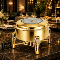 Plat de service carré en acier inoxydable doré de 6 litres pour hôtels et traiteurs – Style arabe