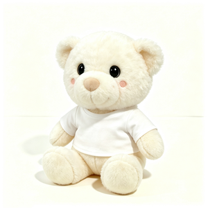 Oso de peluche personalizado con grandes ojos negros, oso de peluche con camiseta blanca lisa, oso de peluche con camiseta personalizable. - Product Image 1