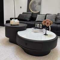 Ensemble de table basse avec plateau en faux marbre, hauteur réglable, montage facile, léger, décoratif, meubles de salon, convertible
