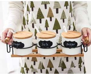 Cruet Ceramicn Hemat Tempat Bumbu Rak Bumbu Toples Bumbu Stocker Dapur Bumbu Wadah Garam dan Merica - Product Image 3