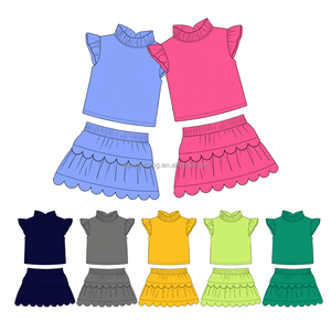 Ensemble jupe et haut pour filles, été, couleur unie, haut de yoga à manches courtes avec short intégré, double couche, ourlet ondulé, pour gym, yoga, logo personnalisé - Product Image 4