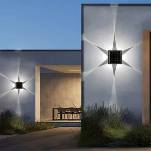 Lâmpada de parede LED para iluminação externa, painel solar de alta qualidade com luz quente/luz branca/cores RGB, lâmpada LED de parede à prova d'água de 60w