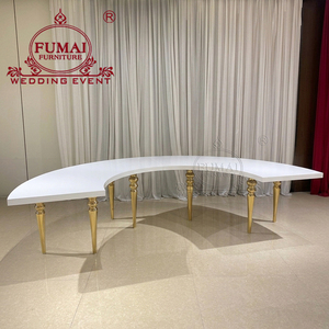 Table de banquet moderne blanche en forme de S de FUMAI FURNITURE avec pieds dorés pour mariage, événement, hôtel - Product Image 5