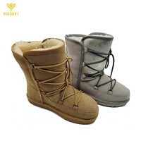 Sepatu Bot Bulu Domba Hangat Dalam Cuaca Dingin Modis Sepatu Bot Salju Shearling untuk Pria dan Wanita Sepatu Bot Kulit Sapi Musim Dingin Obral Bagus